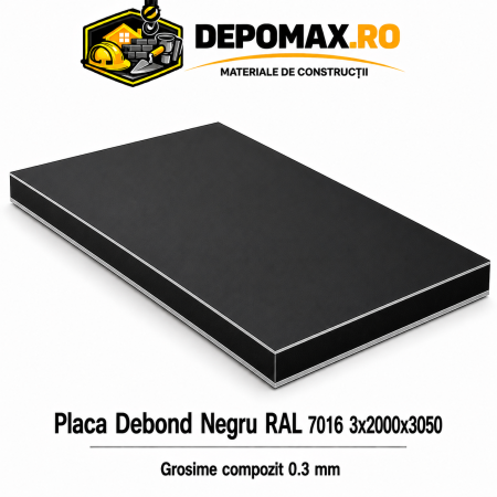 Placa BOND negru/negru 3mm, 2000x3050mm, aluminiu 0.3mm